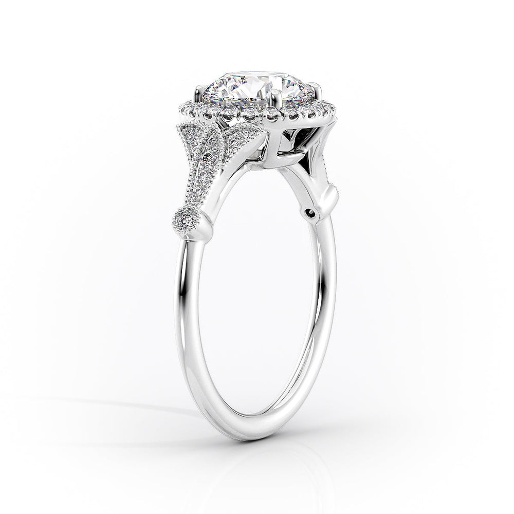 The Halo Stephanie Set With A 3 Carat Marquise Moissanite