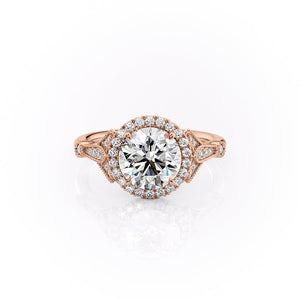 The Halo Stephanie Set With A 1.5 Carat Round Moissanite