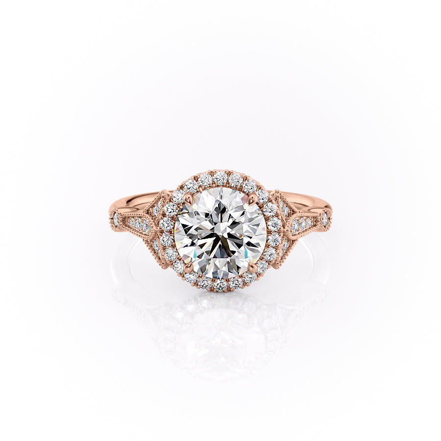 The Halo Stephanie Set With A 3.5 Carat Round Moissanite