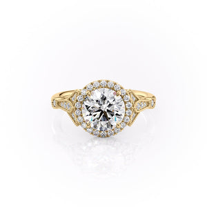 The Halo Stephanie Set With A 1 Carat Round Moissanite