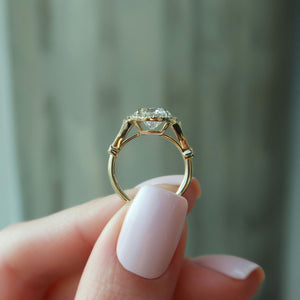 The Halo Stephanie Set With A 2 Carat Round Lab Diamond