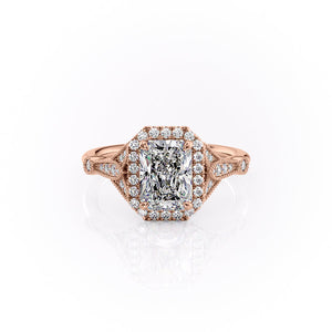 The Halo Stephanie Set With A 5 Carat Radiant Moissanite