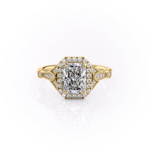 The Halo Stephanie Set With A 4 Carat Radiant Moissanite
