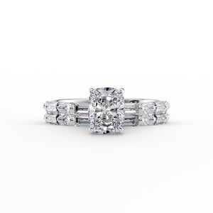 The Patricia Set With A 2 Carat Elongated Cushion Moissanite