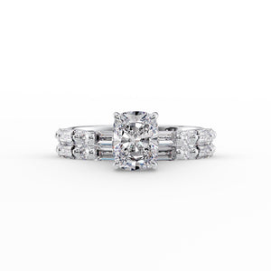 The Patricia Set With A 2 Carat Elongated Cushion Moissanite