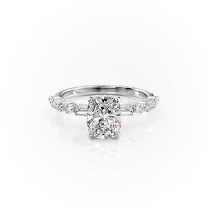 The Patricia Set With A 4 Carat Elongated Cushion Moissanite