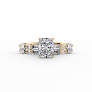 The Patricia Set With A 2 Carat Elongated Cushion Moissanite