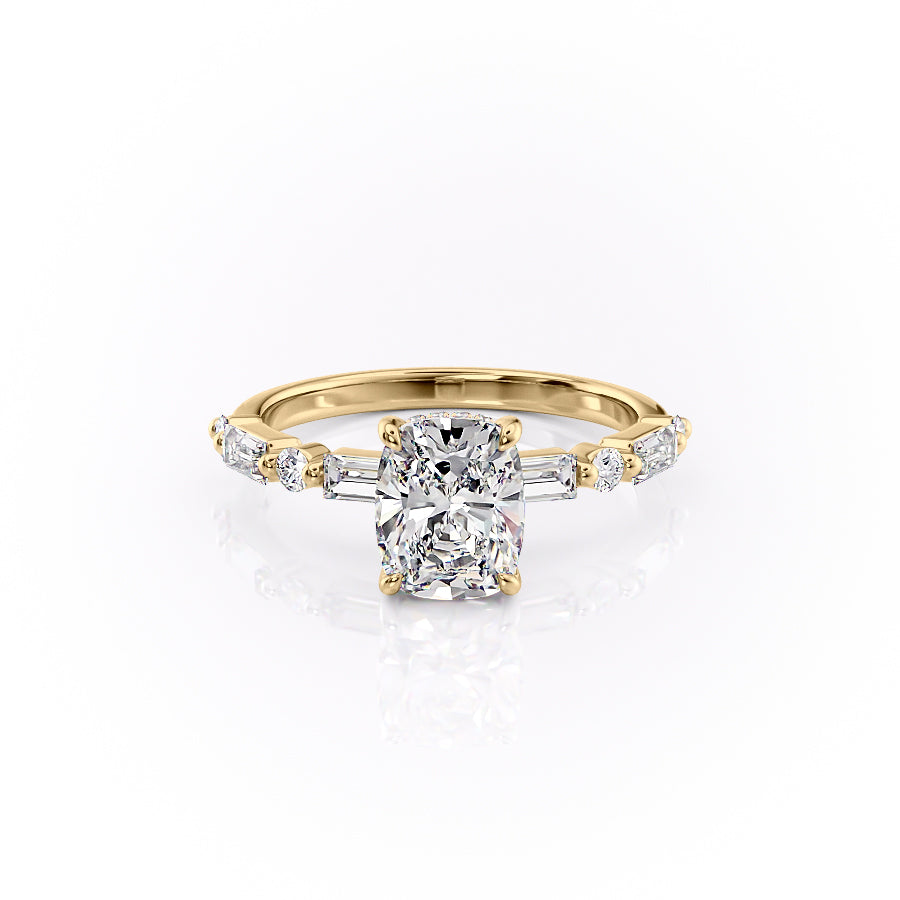 The Patricia Set With A 1 Carat Elongated Cushion Moissanite
