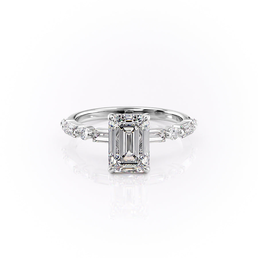The Patricia Set With A 4.5 Carat Emerald Moissanite