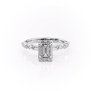 The Patricia Set With A 4 Carat Emerald Moissanite