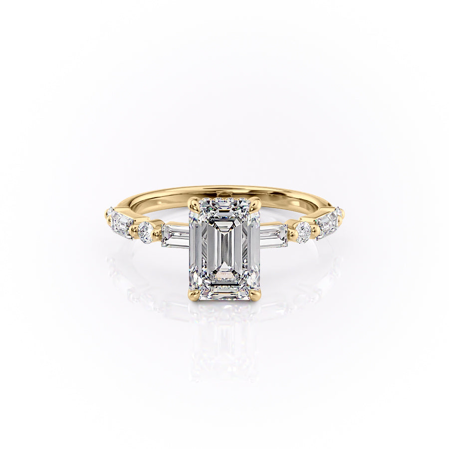 The Patricia Set With A 3 Carat Emerald Moissanite
