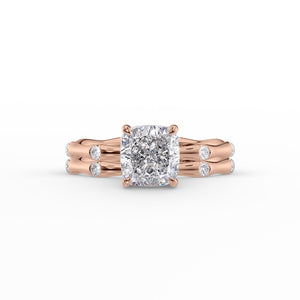 The Samantha Set With A 2.5 Carat Cushion Lab Diamond