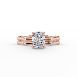 The Samantha Set With A 2.5 Carat Elongated Cushion Lab Diamond
