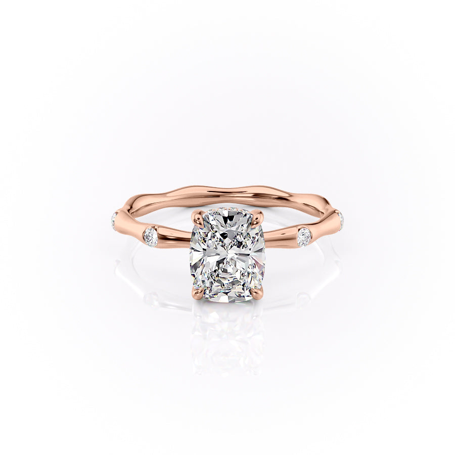 The Samantha Set With A 2 Carat Elongated Cushion Lab Diamond