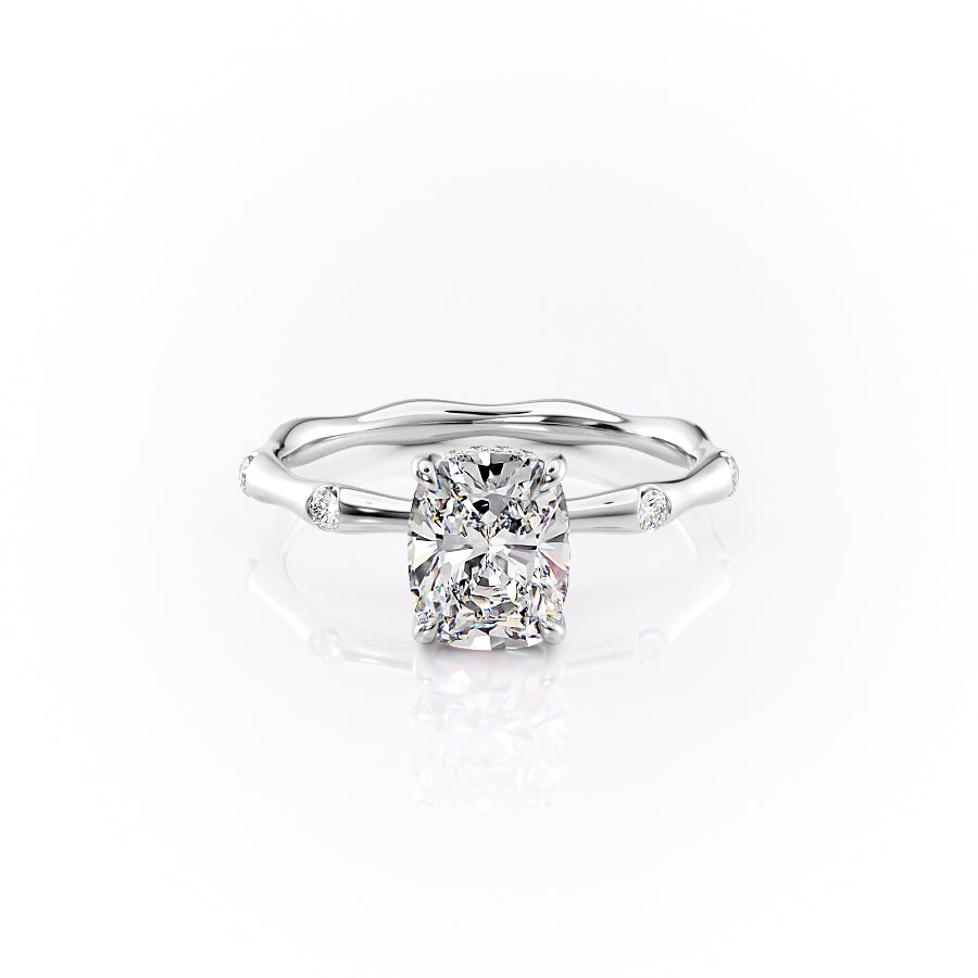 The Samantha Set With A 1 Carat Elongated Cushion Lab Diamond