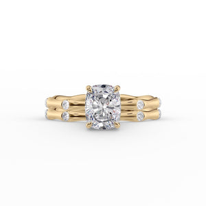 The Samantha Set With A 1 Carat Elongated Cushion Lab Diamond