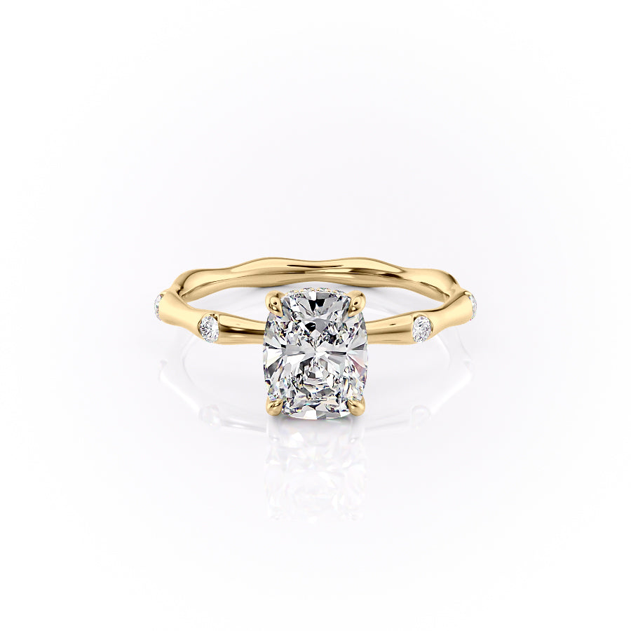 The Samantha Set With A 3 Carat Elongated Cushion Lab Diamond