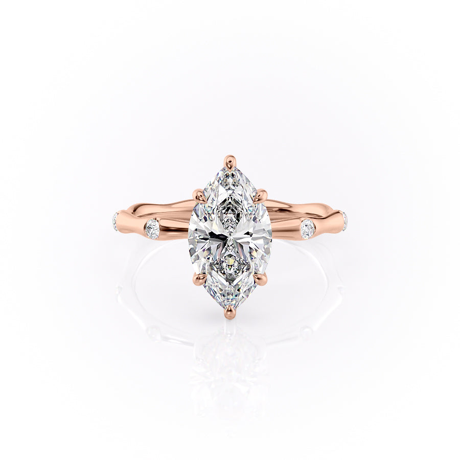 The Samantha Set With A 2.5 Carat Marquise Lab Diamond