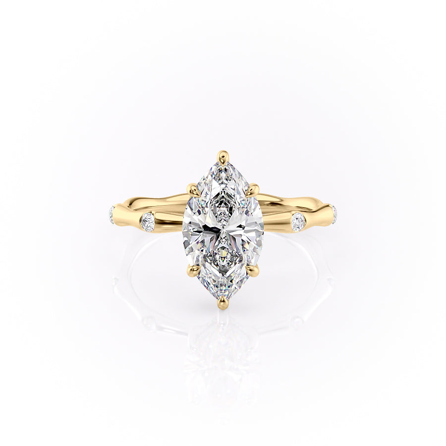 The Samantha Set With A 2.5 Carat Marquise Lab Diamond