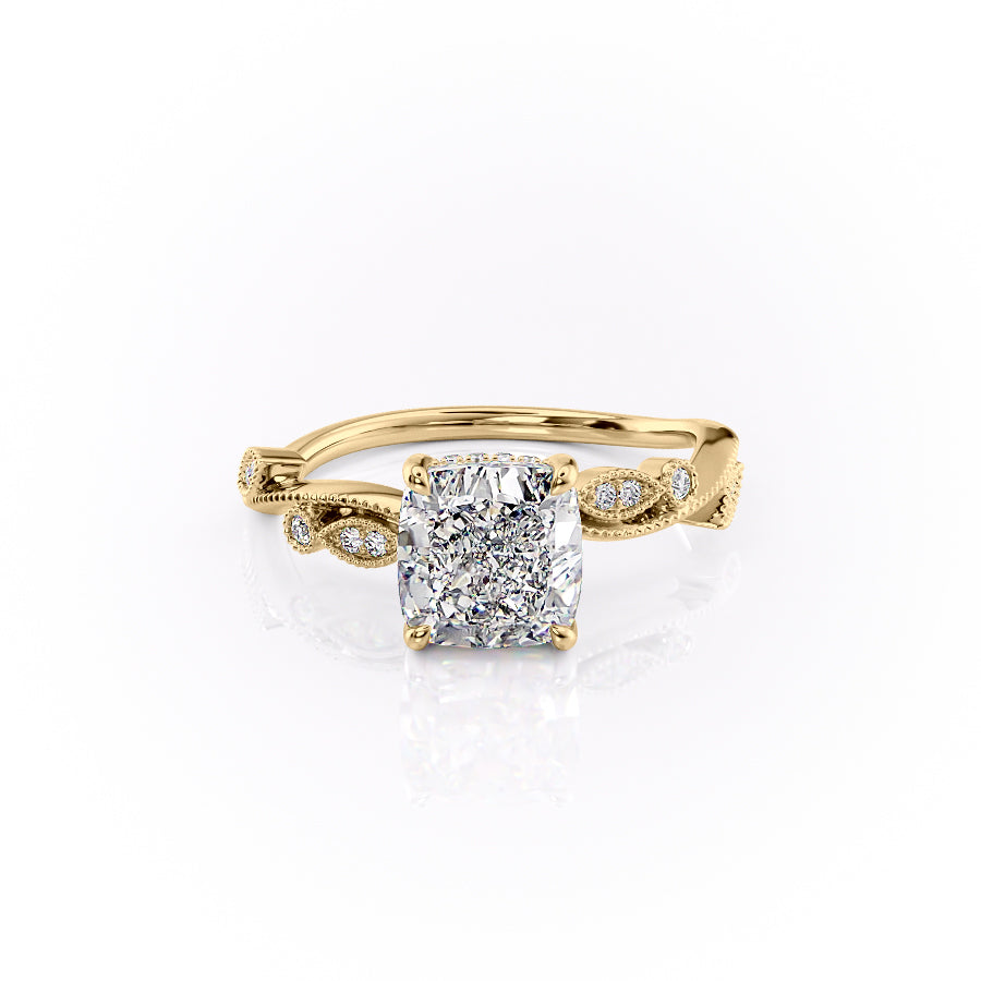 The Robin Set With A 2.5 Carat Cushion Lab Diamond