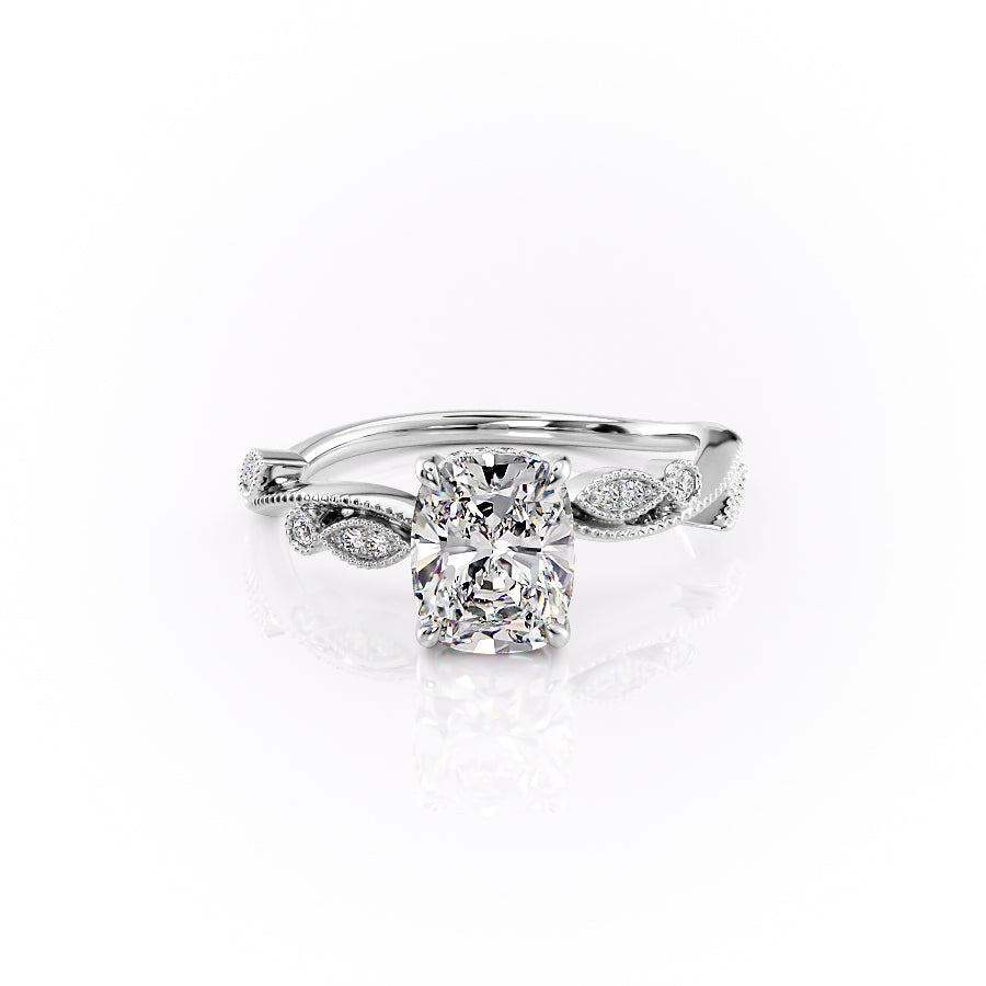 The Robin Set With A 2.5 Carat Elongated Cushion Lab Diamond