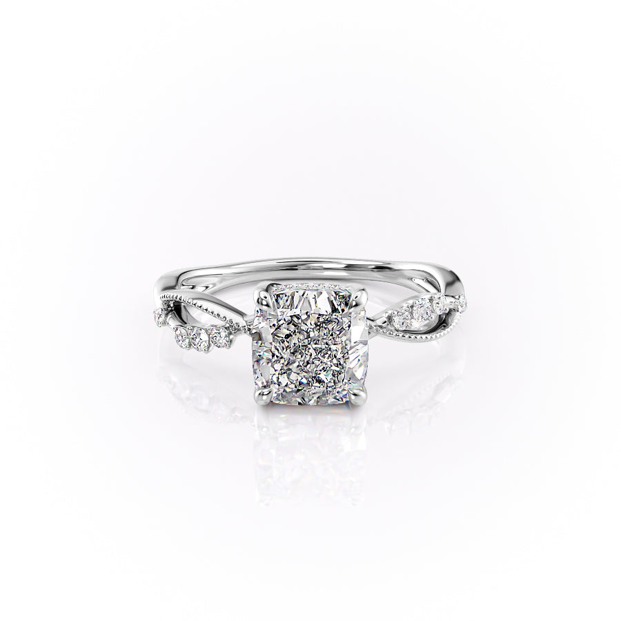 The Daisy Set With A 3 Carat Cushion Lab Diamond