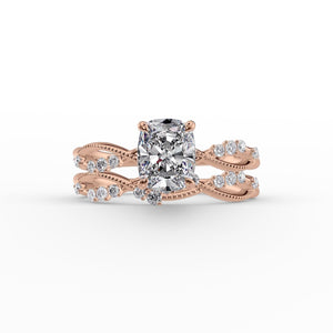 The Daisy Set With A 1 Carat Elongated Cushion Lab Diamond