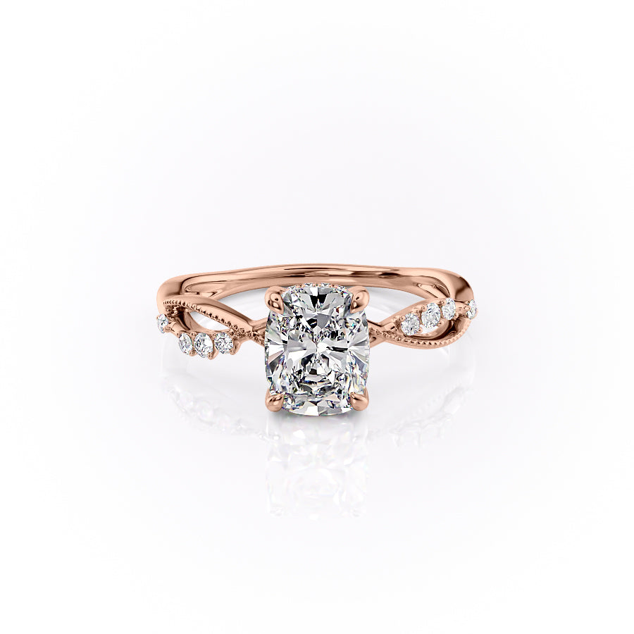 The Daisy Set With A 1.5 Carat Elongated Cushion Lab Diamond