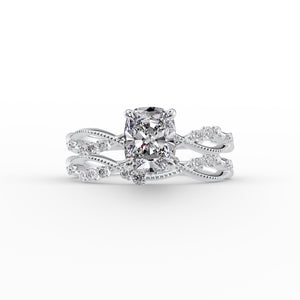 The Daisy Set With A 2 Carat Elongated Cushion Lab Diamond