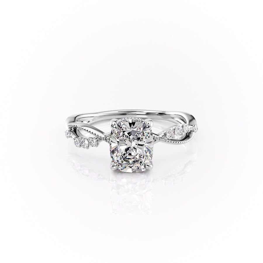 The Daisy Set With A 1.5 Carat Elongated Cushion Lab Diamond