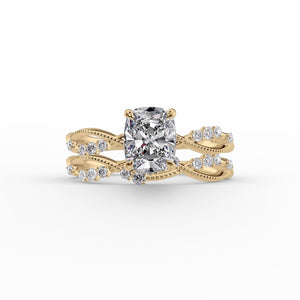 The Daisy Set With A 2.5 Carat Elongated Cushion Lab Diamond