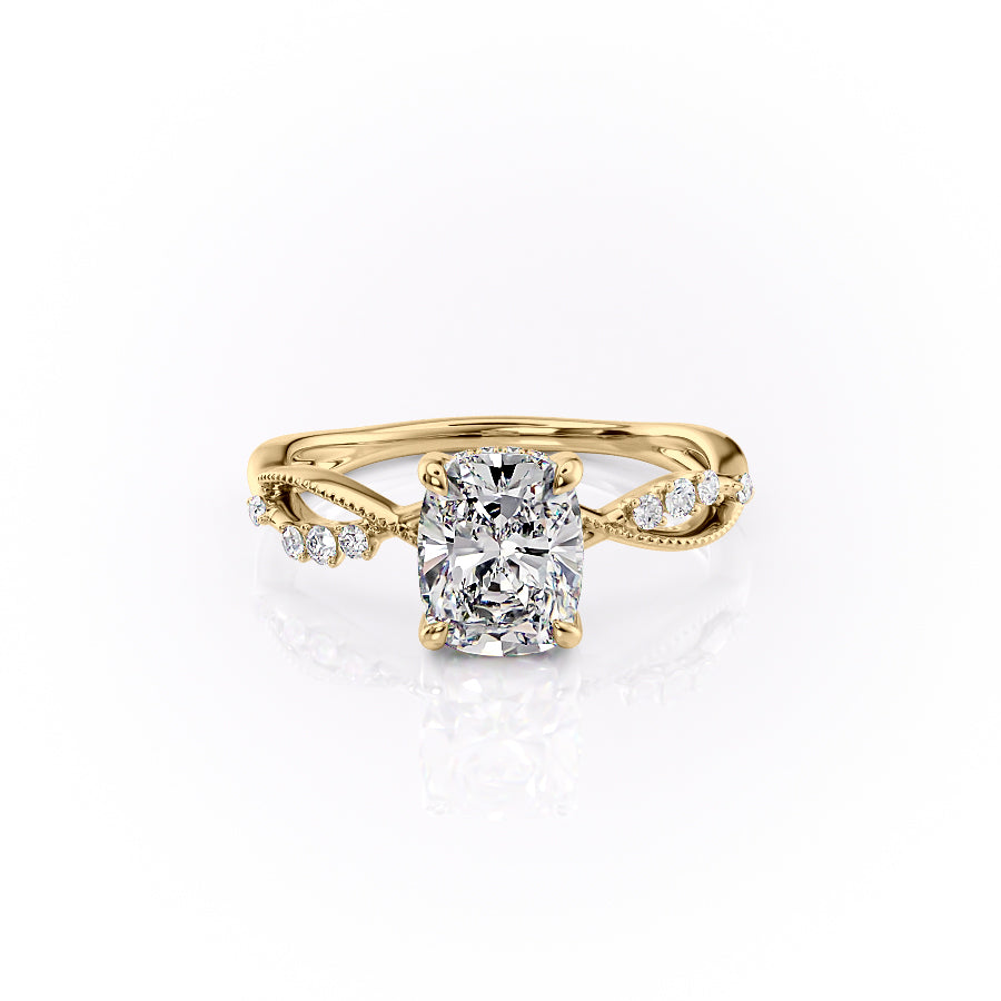 The Daisy Set With A 2 Carat Elongated Cushion Lab Diamond