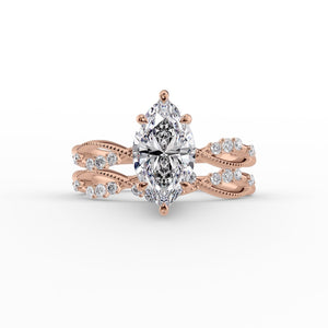 The Daisy Set With A 1 Carat Marquise Lab Diamond