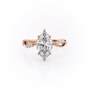 The Daisy Set With A 2.5 Carat Marquise Lab Diamond