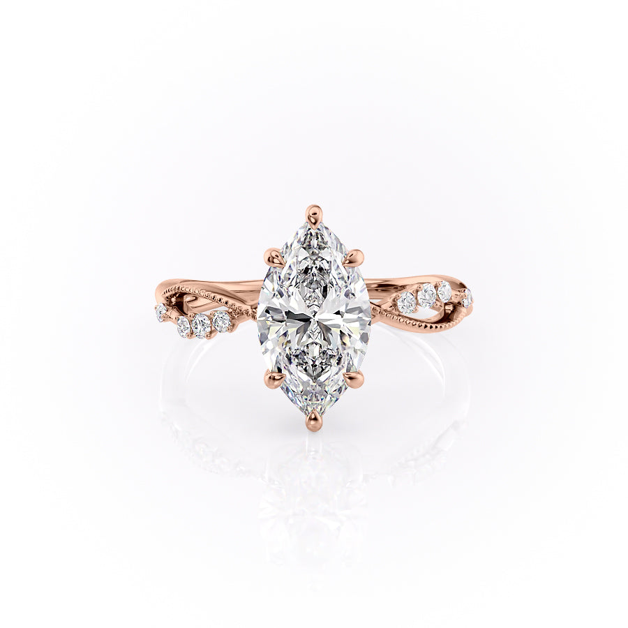 The Daisy Set With A 1 Carat Marquise Lab Diamond