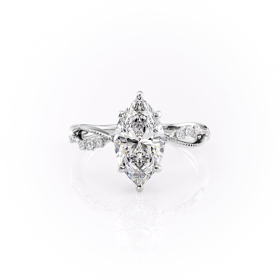 The Daisy Set With A 3 Carat Marquise Lab Diamond