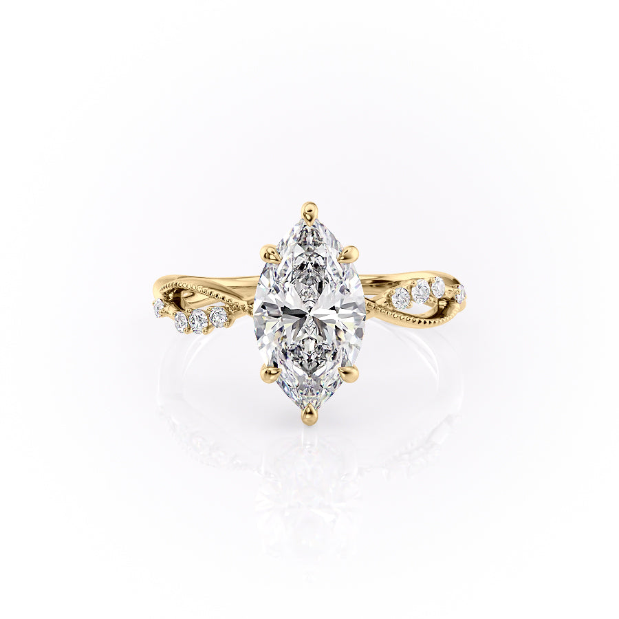 The Daisy Set With A 3 Carat Marquise Lab Diamond