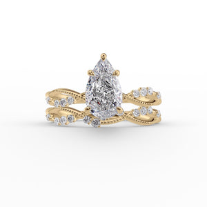 The Daisy Set With A 1 Carat Pear Lab Diamond