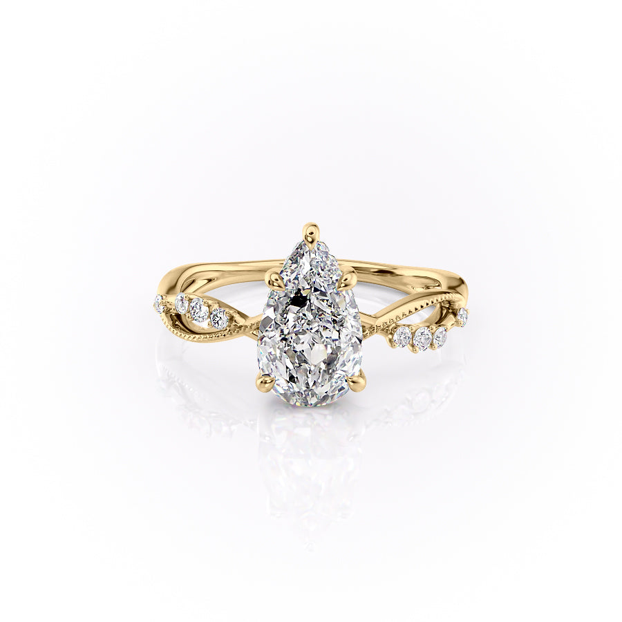 The Daisy Set With A 1 Carat Pear Lab Diamond