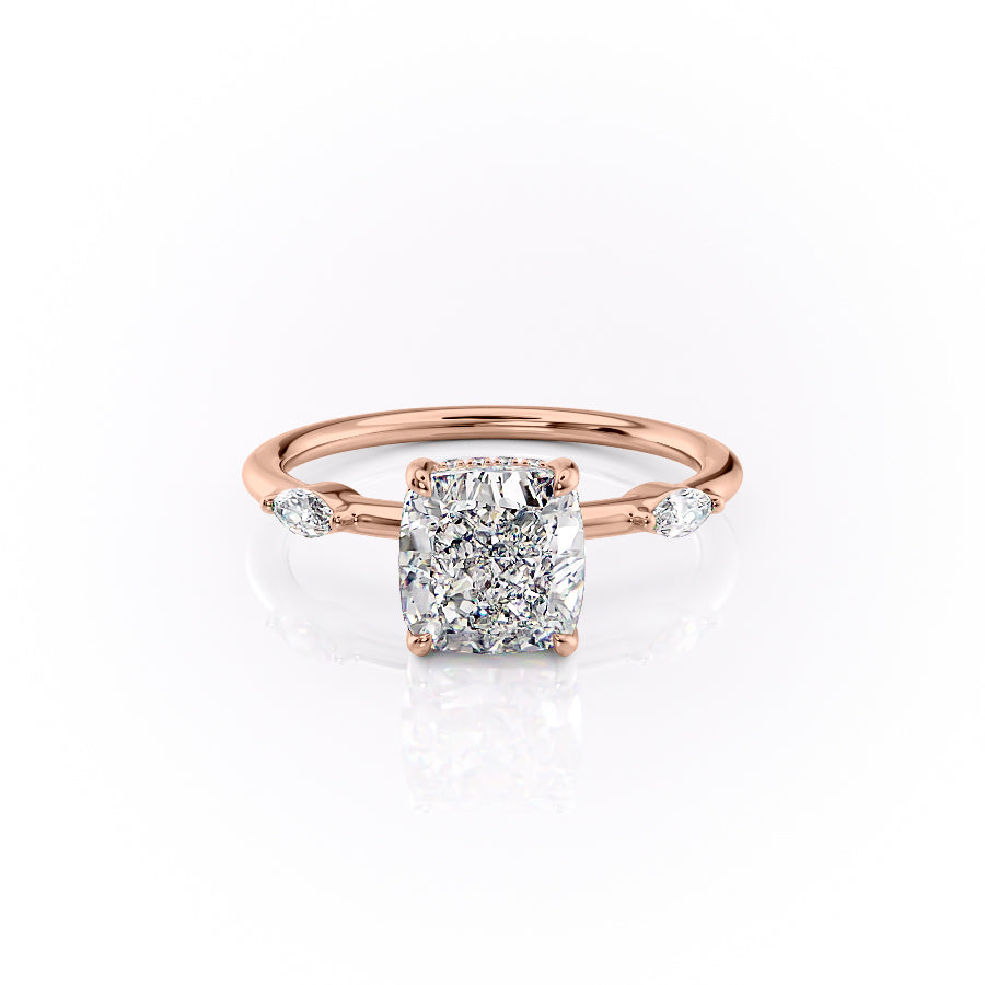The Nicole Set With A 1.5 Carat Cushion Lab Diamond