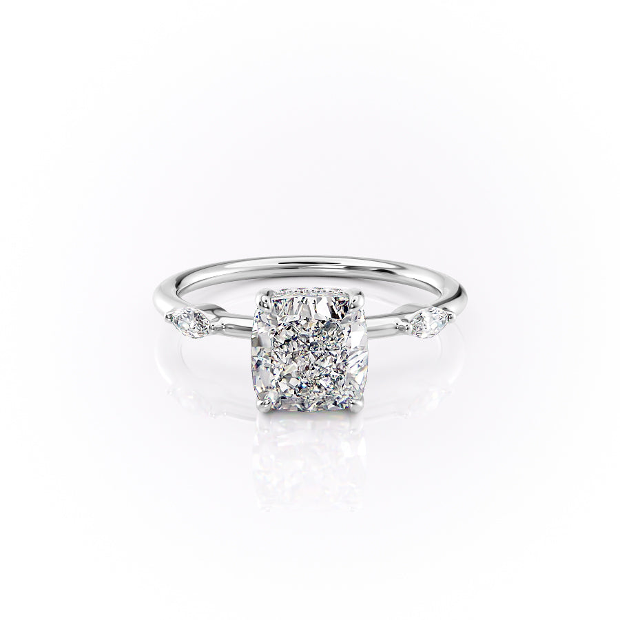 The Nicole Set With A 1.5 Carat Cushion Lab Diamond