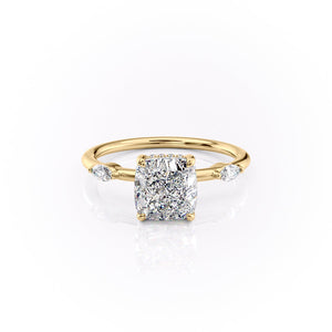 The Nicole Set With A 2.5 Carat Cushion Lab Diamond
