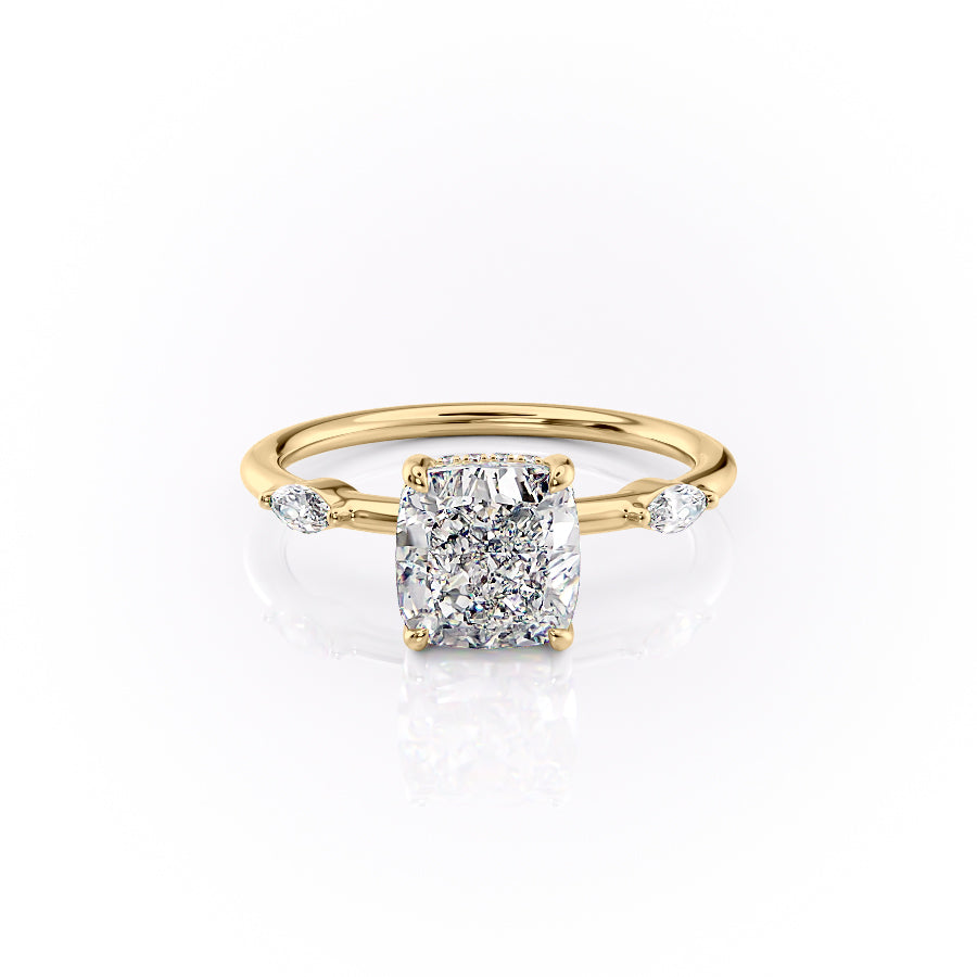 The Nicole Set With A 1.5 Carat Cushion Lab Diamond