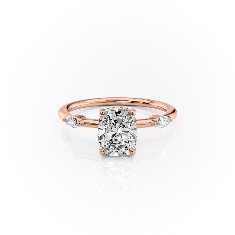 The Nicole Set With A 2 Carat Elongated Cushion Lab Diamond