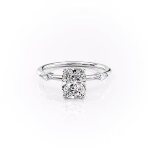 The Nicole Set With A 2 Carat Elongated Cushion Lab Diamond