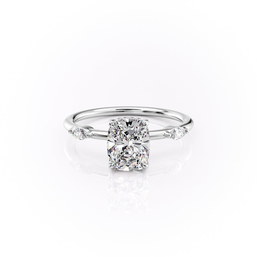 The Nicole Set With A 1 Carat Elongated Cushion Lab Diamond