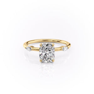 The Nicole Set With A 2.5 Carat Elongated Cushion Lab Diamond