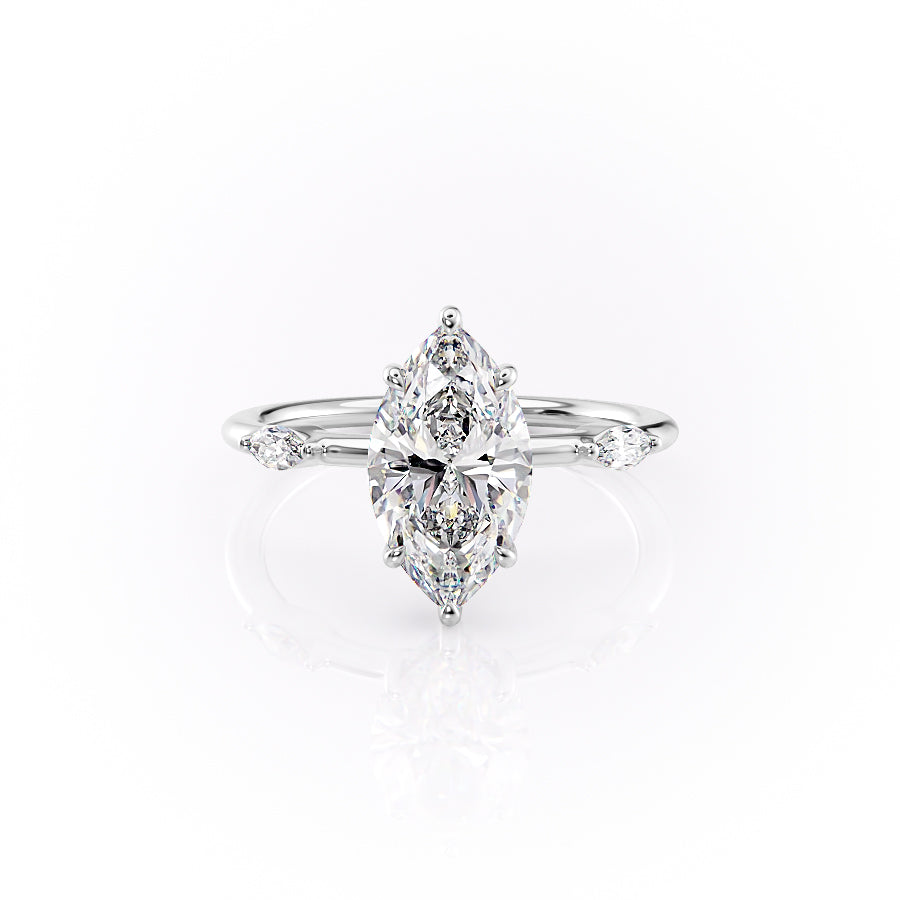 The Nicole Set With A 2.5 Carat Marquise Lab Diamond