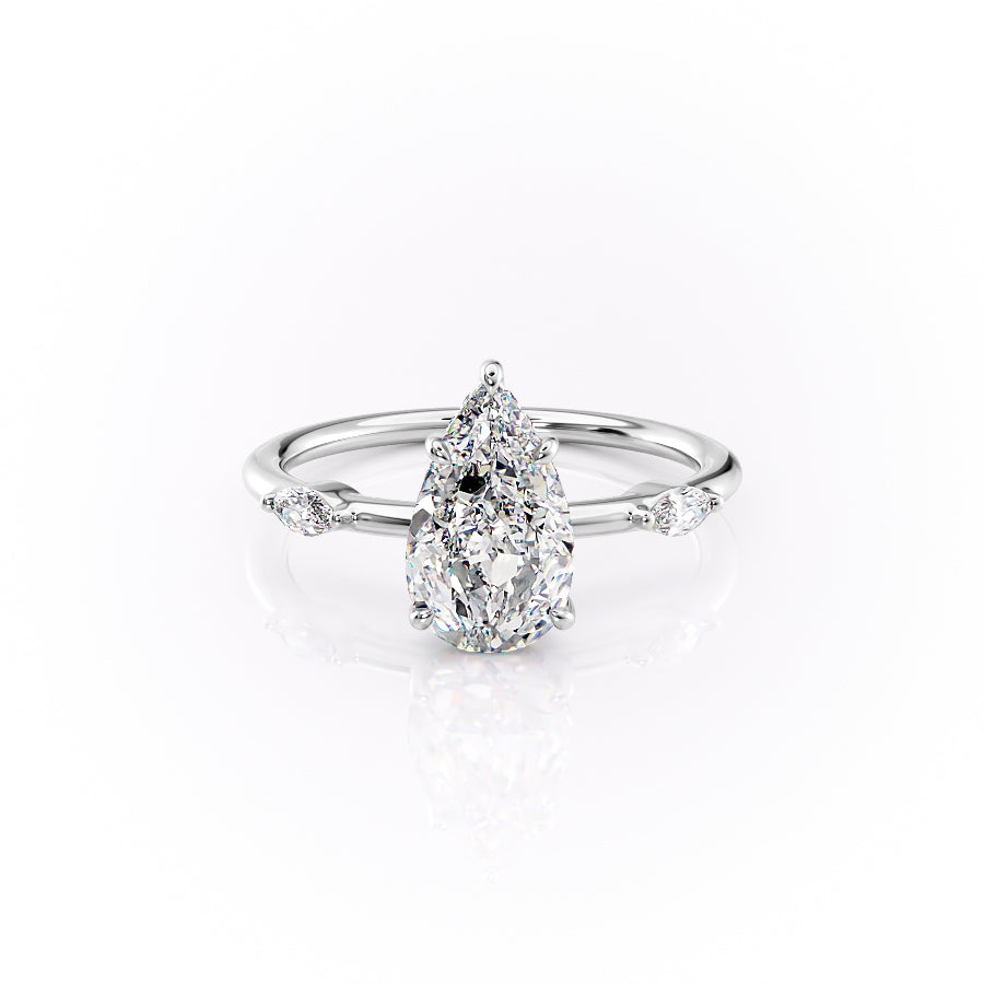 The Nicole Set With A 1.5 Carat Pear Lab Diamond