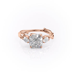 The Three Stone Twig Set With A 4.5 Carat Cushion Moissanite